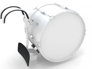 キャリア付マーチングバスドラム ピュアホワイト 3Dモデル