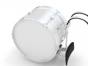 Marching bass drum with carrier pure white 3D Модель