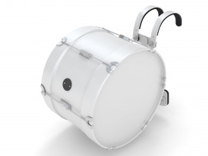 Marching bass drum with carrier pure white 3D Модель