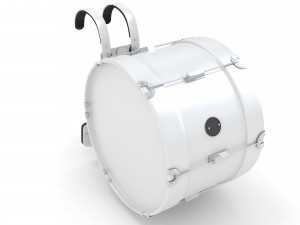 Marching bass drum with carrier pure white 3D Модель