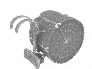Marching bass drum with carrier pure white 3D Модель