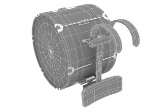 Marching bass drum with carrier pure white 3D Модель