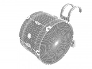 Marching bass drum with carrier pure white 3D Модель