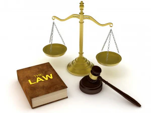 Юридичні молоткові ваги та книга законів 3D Модель