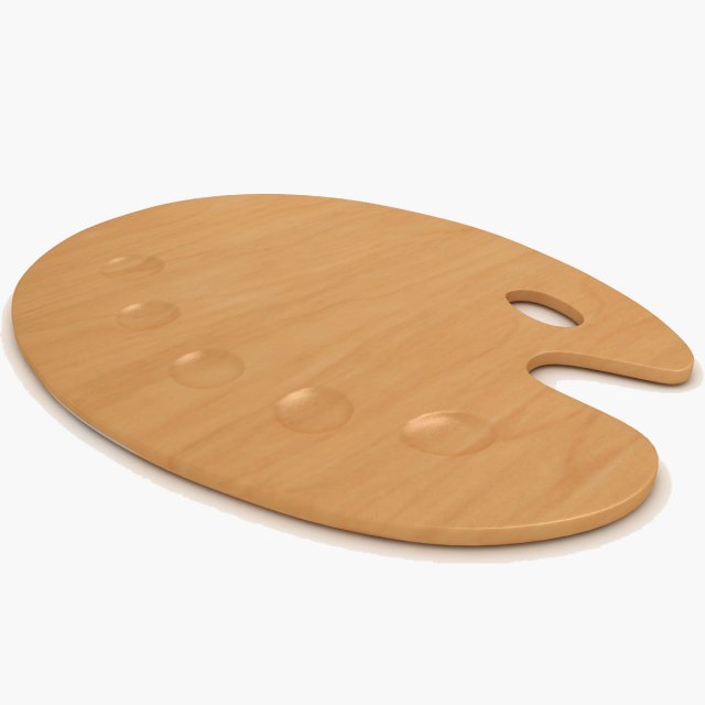 Artist Wooden Pallette 3D Modell .c4d .max .obj .3ds .fbx .stl .blend