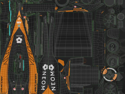NEOM McLaren Formula E 2024 PBR 3D Model