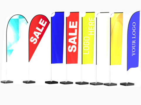 ध्वज बैनर संग्रह 3D मॉडल