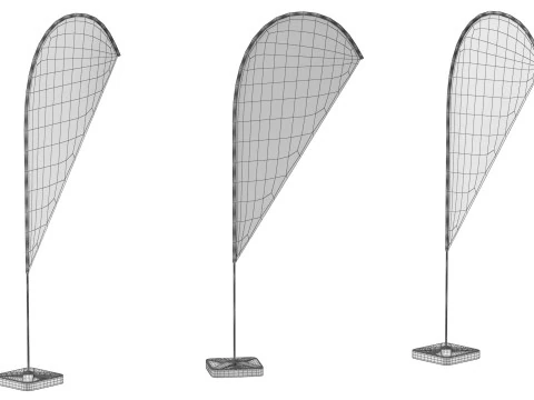 Flag Banners collection 3D Model