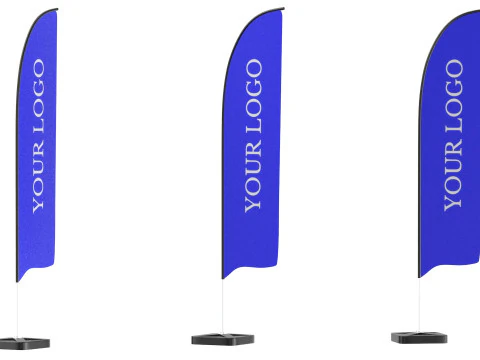 Flag Banners collection 3D Model