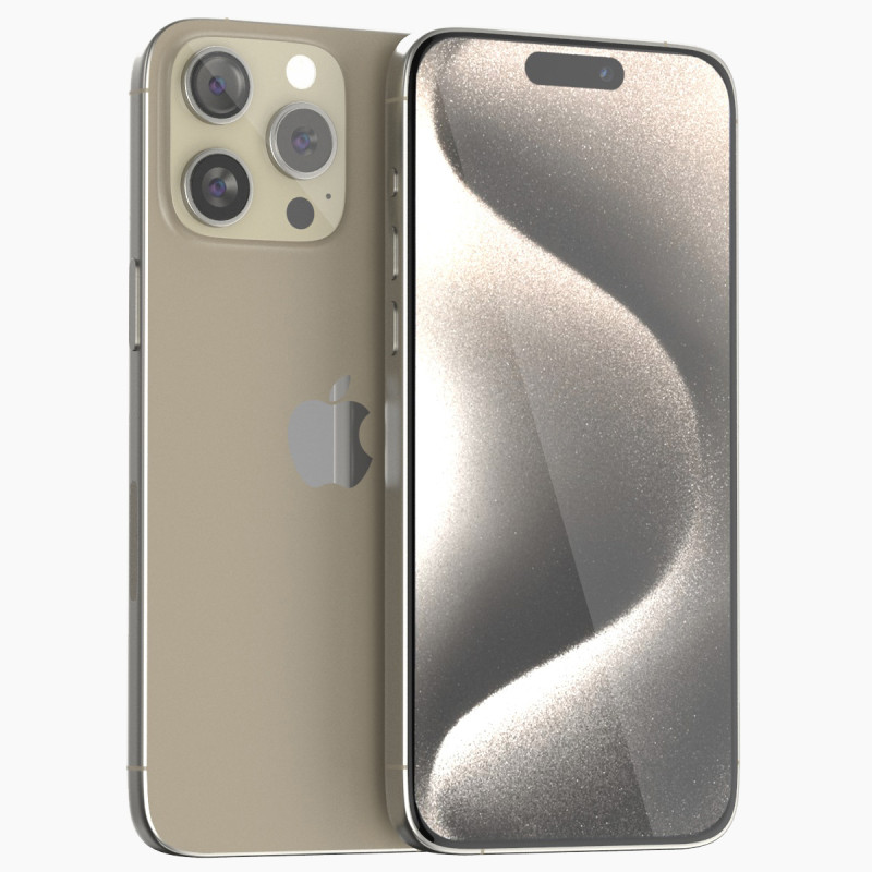 Apple iPhone 15 pro max natural titanium Modello 3D .c4d .max .obj .3ds .fbx .stl .blend 