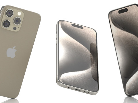 Apple iPhone 15 pro max natural titanium Modello 3D
