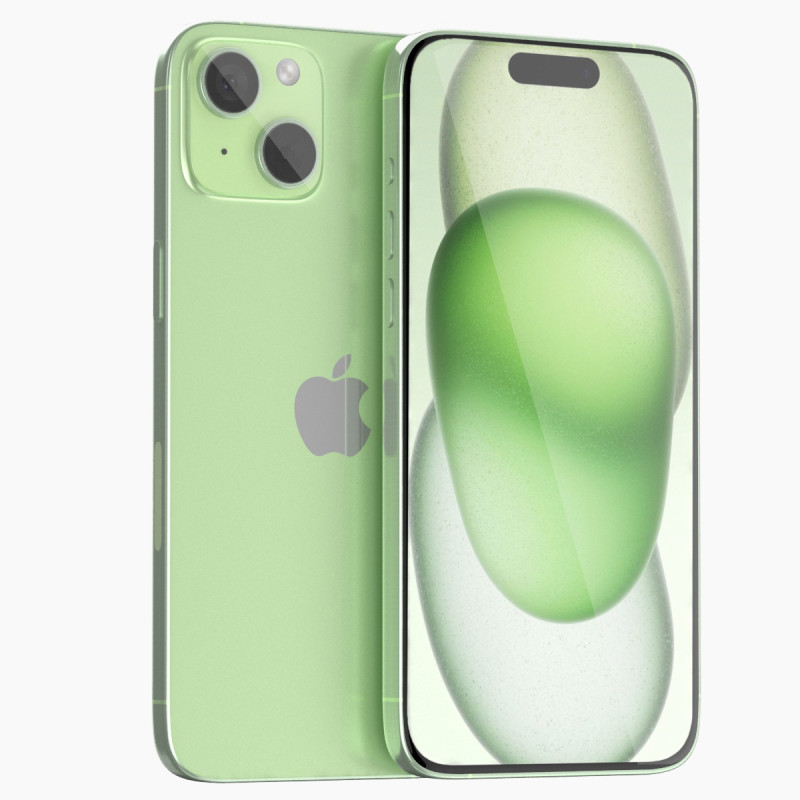 Apple iPhone 15 Plus Green 3D Model .c4d .max .obj .3ds .fbx .stl .blend 