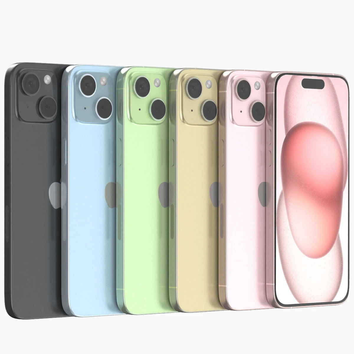 Apple iPhone 15 Plus All colors 3D Model .c4d .max .obj .3ds .fbx .stl .blend