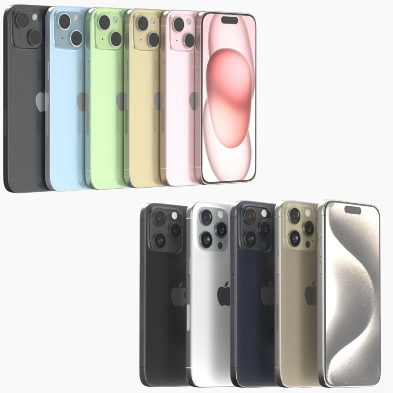 Apple iphone 15 pro max and 15 plus All colors 3D Model .c4d .max .obj .3ds .fbx .stl .blend 