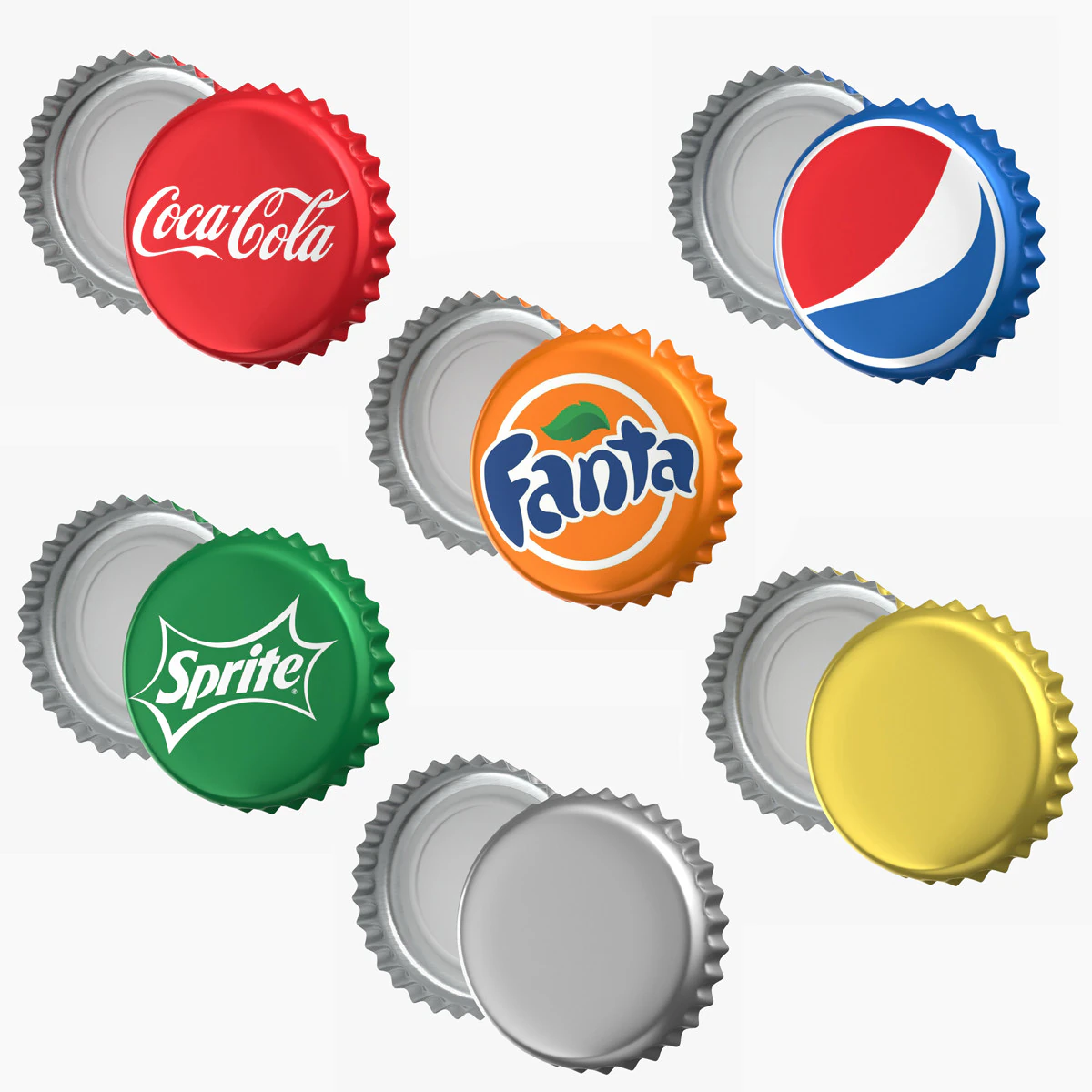 Bottle Caps Collection 3D Model .c4d .max .obj .3ds .fbx .stl .blend 