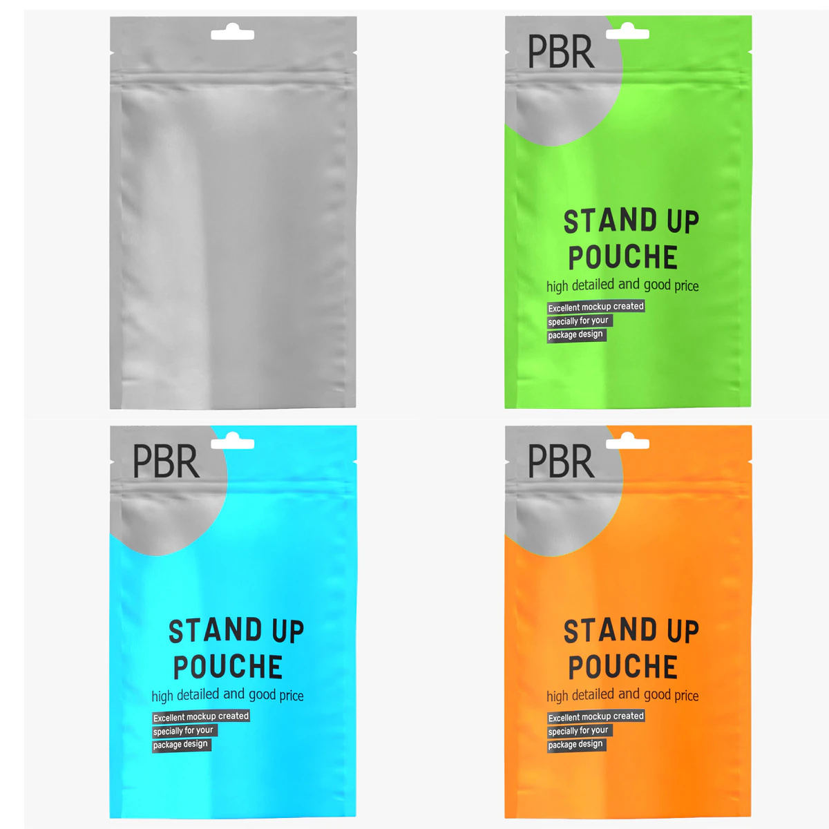 Stand up pouch collection v3 PBR 3D Model .c4d .max .obj .3ds .fbx .stl .blend