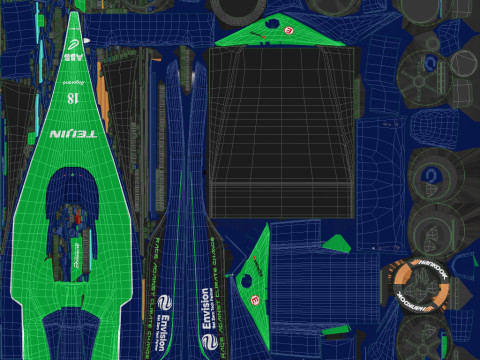 Formula E Season 2024 Race Car Collection 3D Model