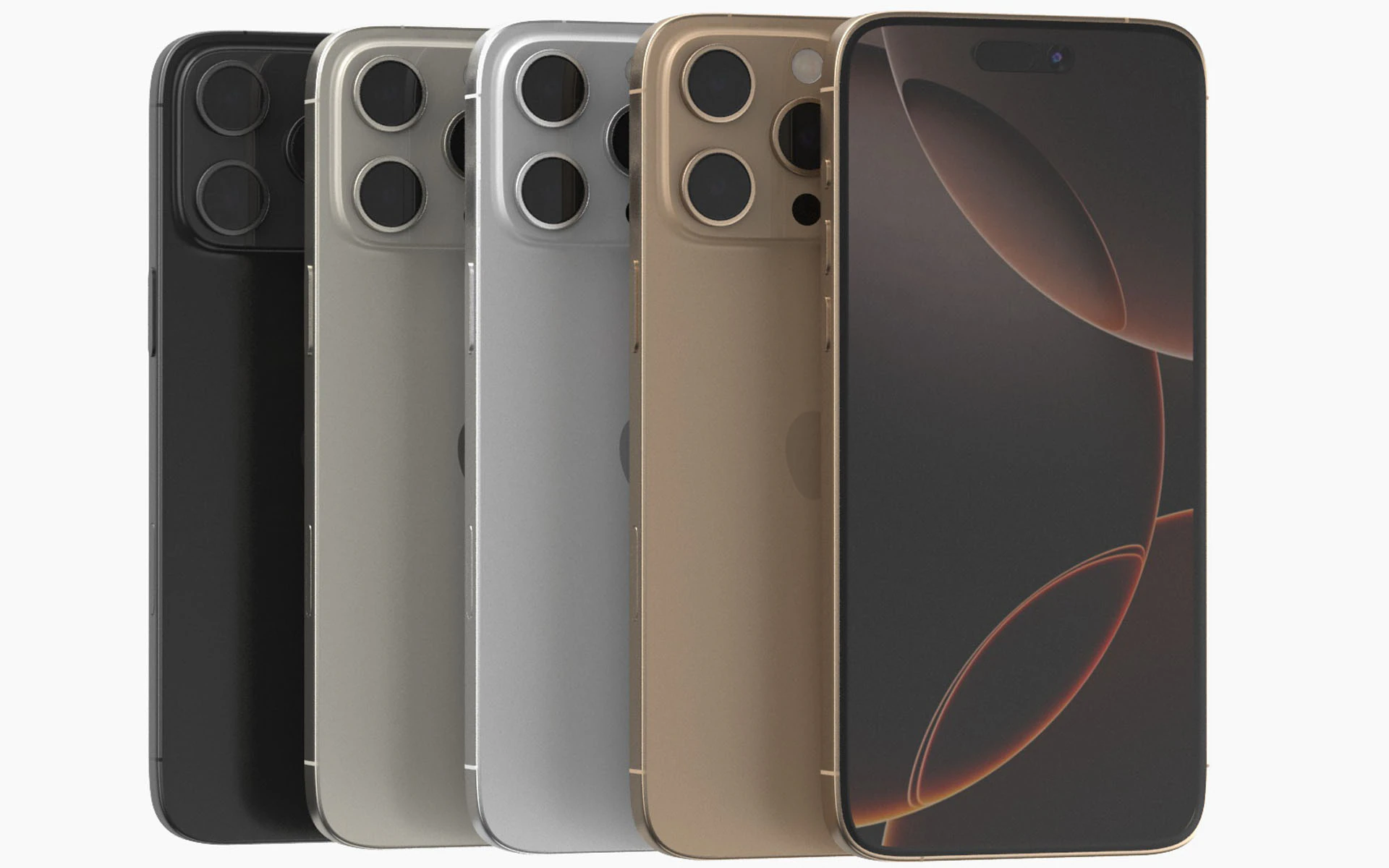 Apple iphone 16 pro max All colors 3D Model .c4d .max .obj .3ds .fbx .stl .blend