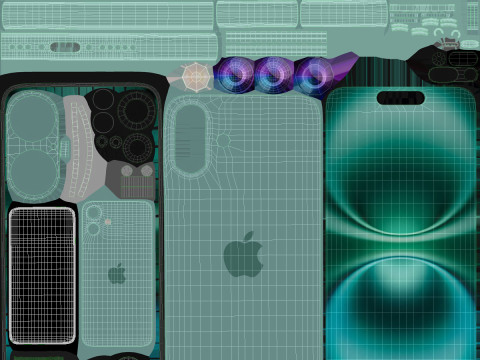 Apple iPhone 16 plus teal 3Dモデル