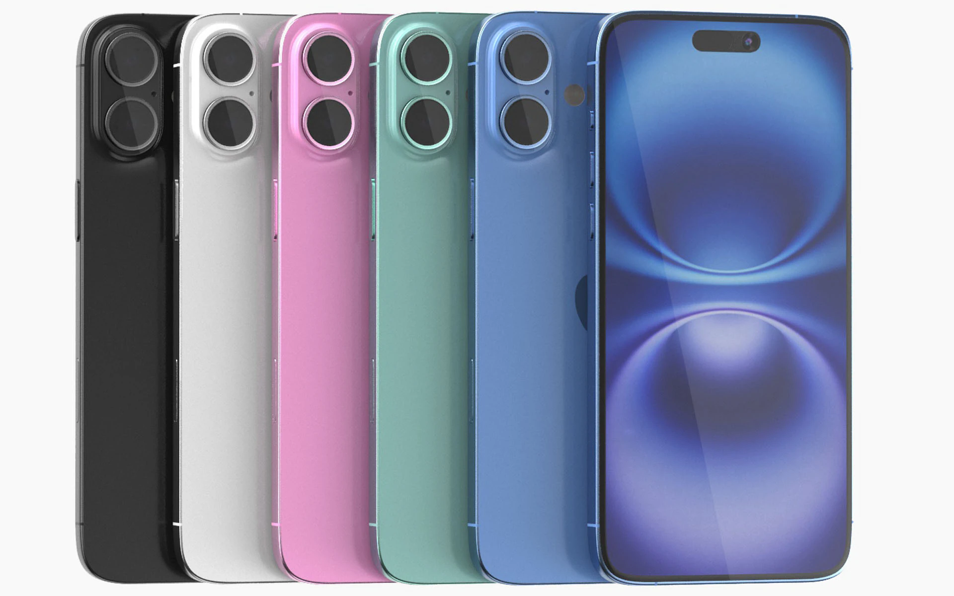 Apple iPhone 16 plus All colors 3D Model .c4d .max .obj .3ds .fbx .stl .blend