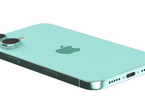 Apple iPhone 16 teal 3D मॉडल