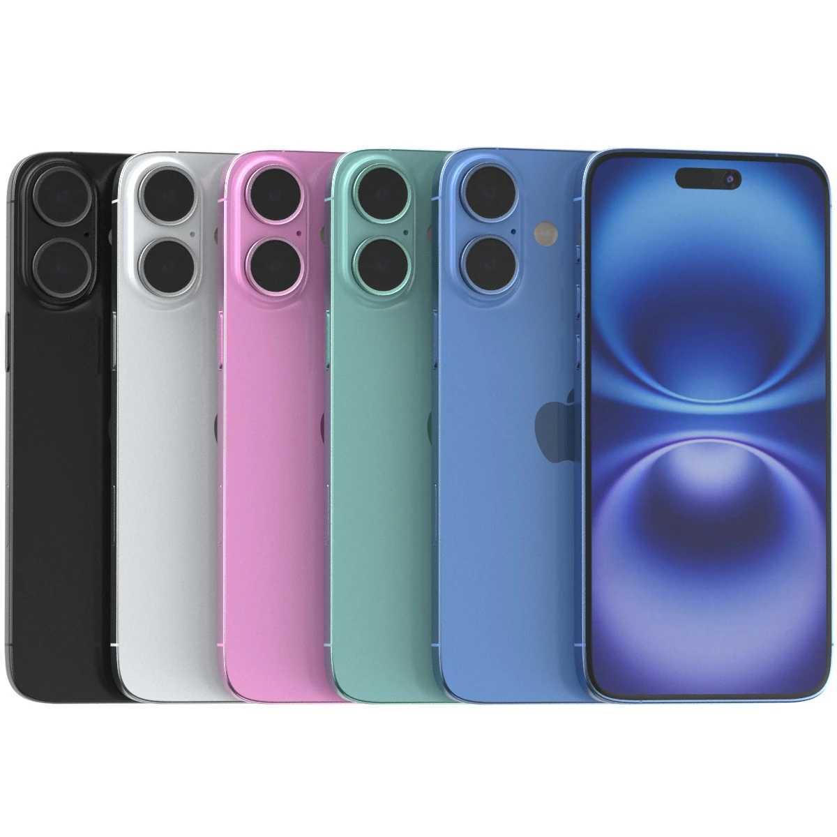 Apple iPhone 16 All colors 3D Model .c4d .max .obj .3ds .fbx .stl .blend 