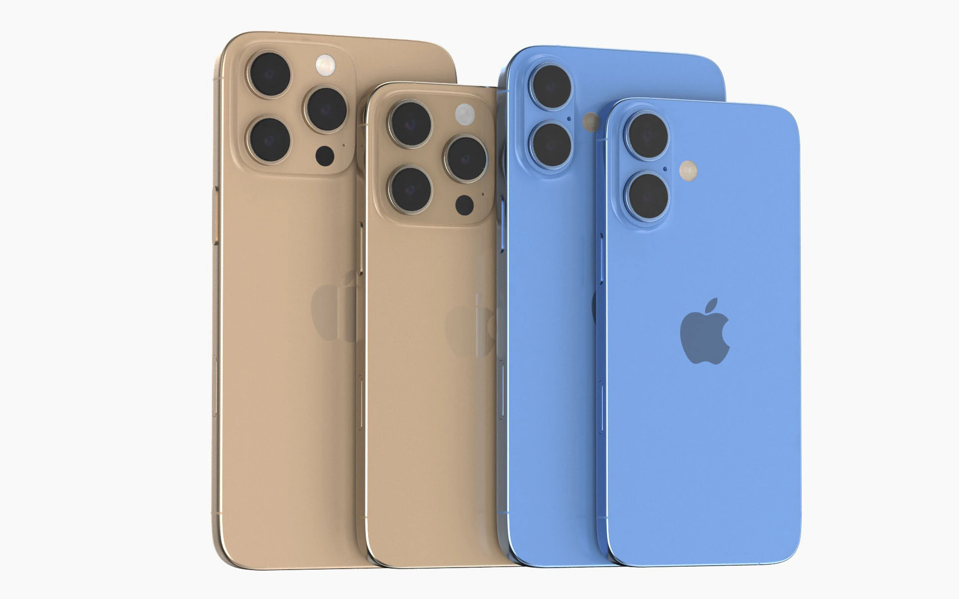 Apple iPhone 16 And Plus And Pro And Pro Max 3D Model .c4d .max .obj .3ds .fbx .stl .blend 