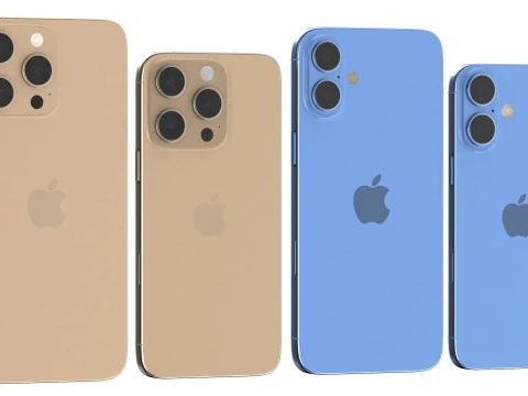 Apple iPhone 16 And Plus And Pro And Pro Max 3D Model