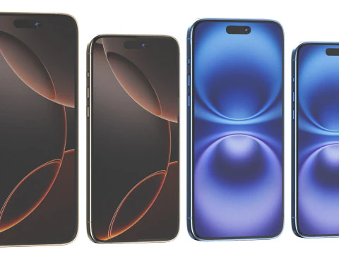 Apple iPhone 16 And Plus And Pro And Pro Max 3D Model
