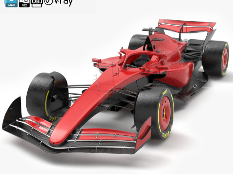 Red F1 2025 Formula 1 Race Car PBR Model 3D