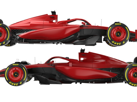 Red F1 2025 Formula 1 Race Car PBR 3D 模型