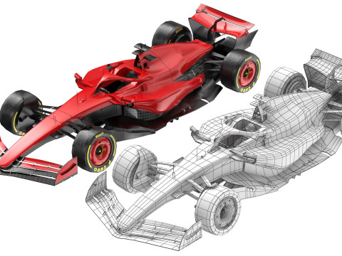 Red F1 2025 Formula 1 Race Car PBR 3D 模型