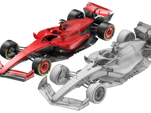 Red F1 2025 Formula 1 Race Car PBR 3D Model