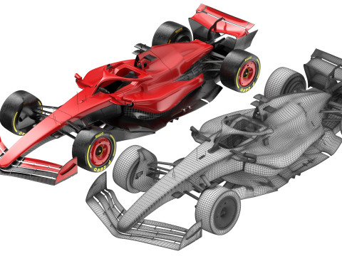 Red F1 2025 Formula 1 Race Car PBR 3D 模型