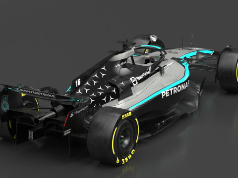 Mercedes F1 W16 2025 Formula 1 car PBR 3D 模型