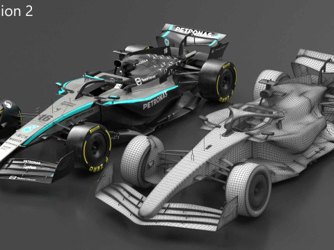 Mercedes F1 W16 2025 Formula 1 car PBR 3D 模型
