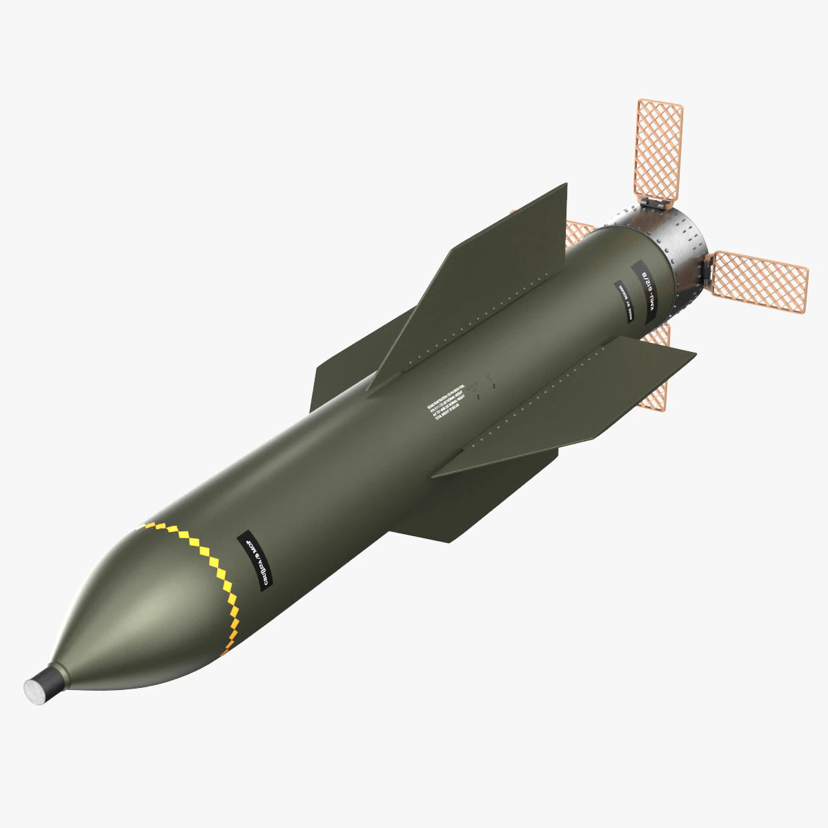 High Quality GBU-57AB MOP Bunker Buster Bomb Realistic PBR Textured Low High Poly 3D Model .c4d .max .obj .3ds .fbx .stl .blend 