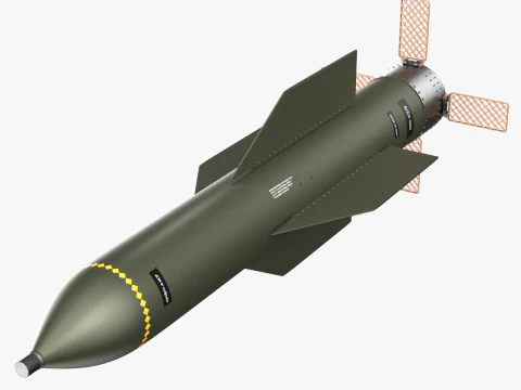 Високоякісна бомба GBU-57AB MOP Bunker Buster Bomb, реалістична текстурована низькополігональна PBR 3D Модель