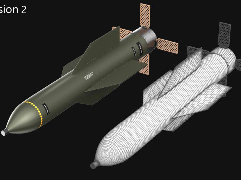 High Quality GBU-57AB MOP Bunker Buster Bomb Realistic PBR Textured Low High Poly Modelo 3D