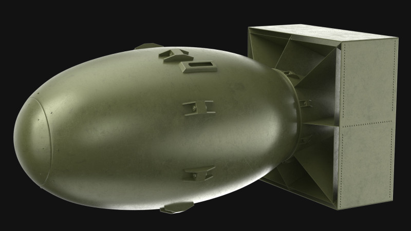 Atomic Bomb Fat Man Green PBR 3D मॉडल .c4d .max .obj .3ds .fbx .stl .blend