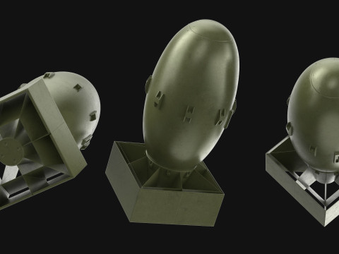 Atomic Bomb Fat Man Green PBR 3D मॉडल