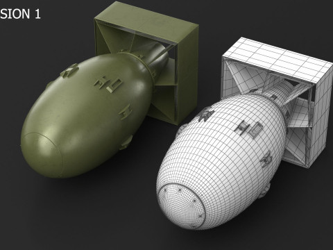 Atomic Bomb Fat Man Green PBR 3D मॉडल