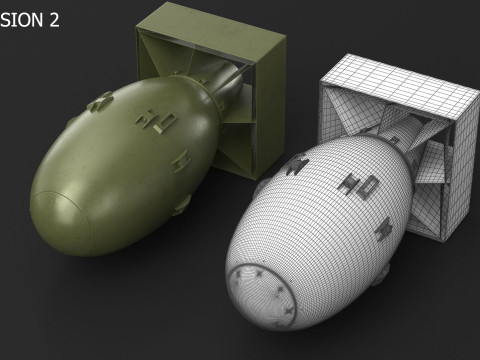Atomic Bomb Fat Man Green PBR 3D मॉडल
