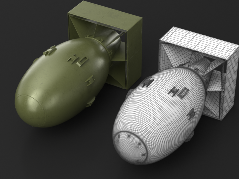 Atomic Bomb Fat Man Green PBR 3D मॉडल