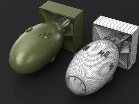 Atomic Bomb Fat Man Green PBR 3D Model