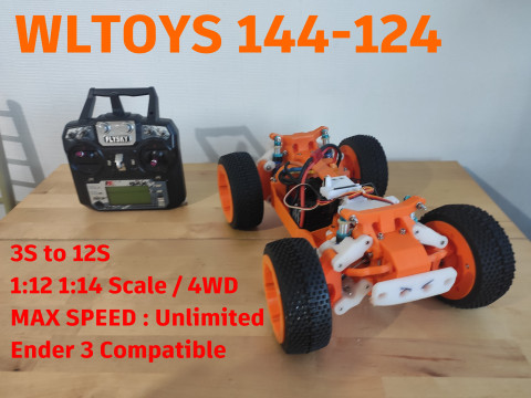 V7 WLTOYS 144 124 RC CARRO TRUGGY 114 112 PREMIUM Modelo de Impressão 3D