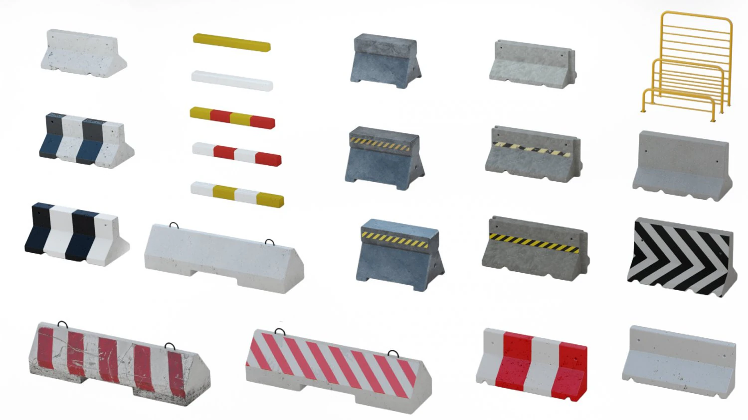 Concrete Barriers Collection 3D Model .c4d .max .obj .3ds .fbx .stl .blend 