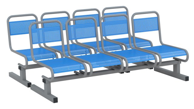 Airport Metal Seat 3D Model .c4d .max .obj .3ds .fbx .stl .blend 