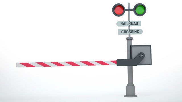 Railway Barrier Model 3D .c4d .max .obj .3ds .fbx .stl .blend 