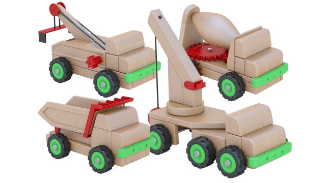Wooden Toy Car Truck Collection Model 3D .c4d .max .obj .3ds .fbx .stl .blend 